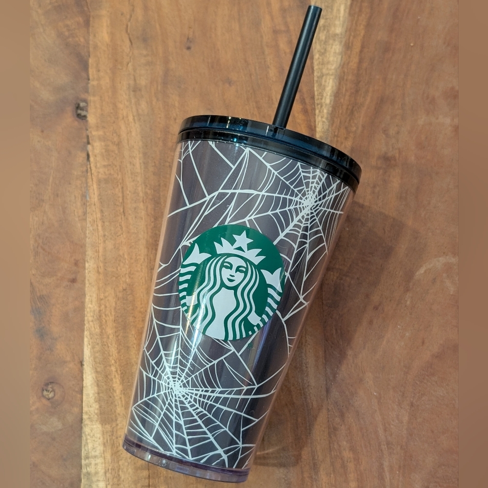 Starbucks Spider Web Tumbler with Straw Glow In The Dark Halloween